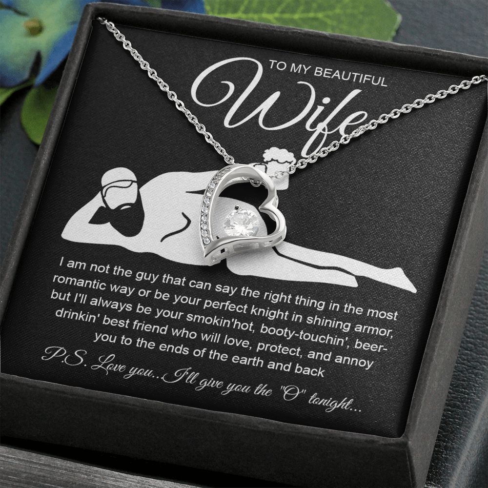To My Beautiful Wife Necklace For Women, Funny Gifts For Girlfriend,Valentine Christmas Presents For Girlfriend, Best Birthday Meaningful Gift Ideas For Wife, Women Romantic Jewelry For Her Anniversary Message Card and Gift Box Styles Forever Love