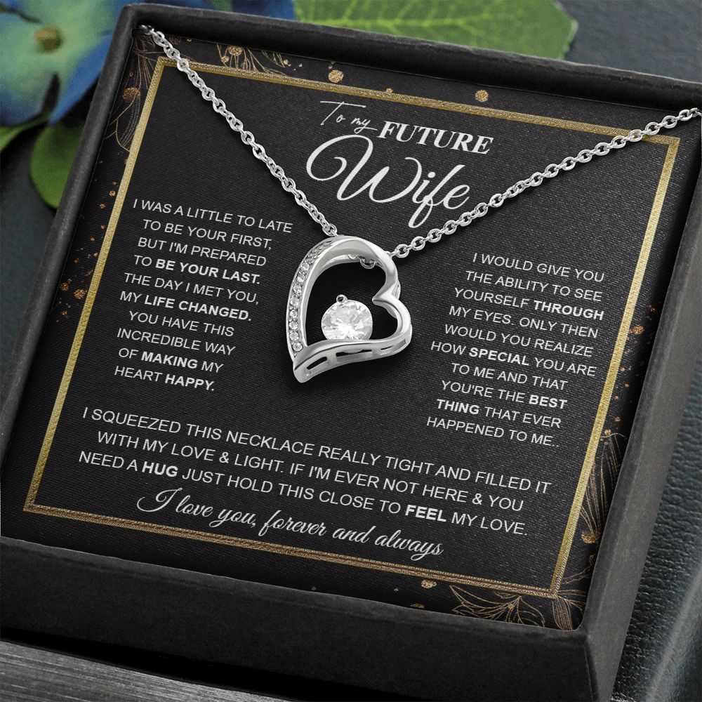 to My Future Wife Necklace Future Wife Gifts, Promise Necklace For Her, Fiance Gifts For Her, Valentine Birthday Gifts For Future Wife With Message Card Box LED, Soulmate Necklace For Women, To My Wife Necklace Forever Love