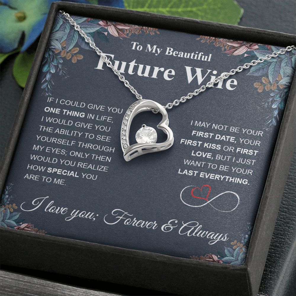 Future Wife Necklace My Last Everything, Promise Necklace For Her, Fiance Gift For Her, Wedding Gifts For Future Wife With Message Card Box LED, Soulmate Necklace For Women, To My Wife Necklace Forever Love