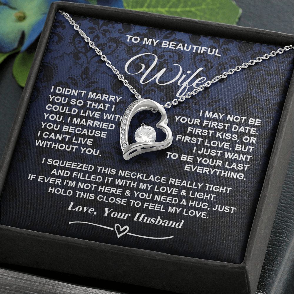 Wife Necklace Gifts from Husband, Gifts for Wife Anniversary from Husband, Necklaces for Wife from Husband to My Wife Message Card and Necklace Gift Box Gift Box Styles on Birthday, Christmas, Wedding, Anniversary, Valentine Forever Love
