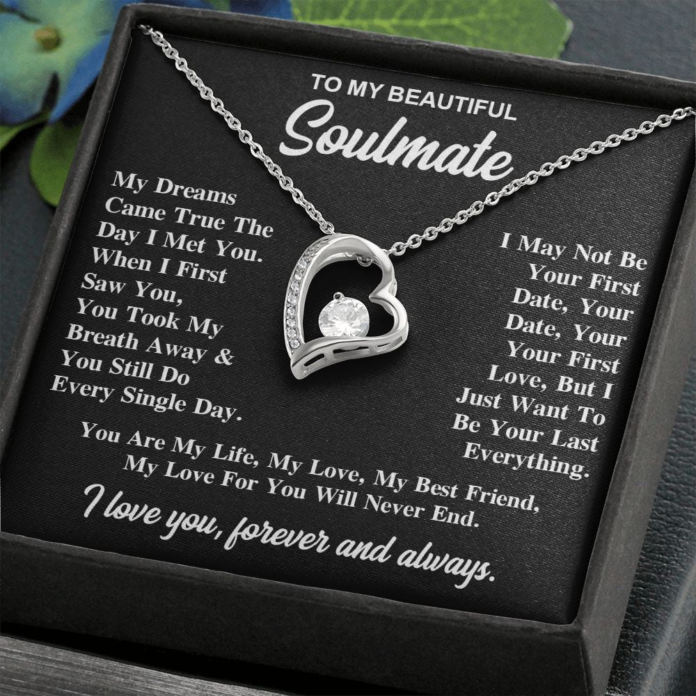 To My Soulmate Necklace Gift for Her, Soulmate Jewelry, Necklaces for Wife from Husband, Anniversary, To My Wife Necklace, Soulmate Gifts, Necklace Message Card and Gift Box Styles on Birthday, Wedding, Anniversary, Valentine Forever Love