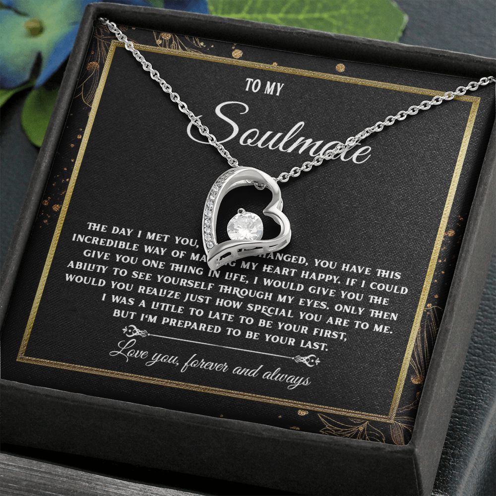 To My Soulmate Necklace, Necklaces For Wife from Husband, Soulmate Necklace to My Beautiful Wife, Necklace For Soulmate with Message Card and Necklace Gift Box Gift Box Styles on Birthday, Christmas, Wedding, Anniversary, Valentine Forever Love