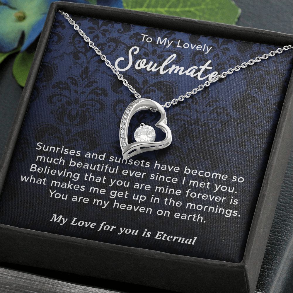 To My Lovely Soulmate Necklace Gift From Husband To My Badass Wife Pendant Wedding Jewelry with Message Card and Gift Box. Gift for Wife. Necklace Gift Set for Wife Necklace Gifts Box Gift Box Styles Forever Love