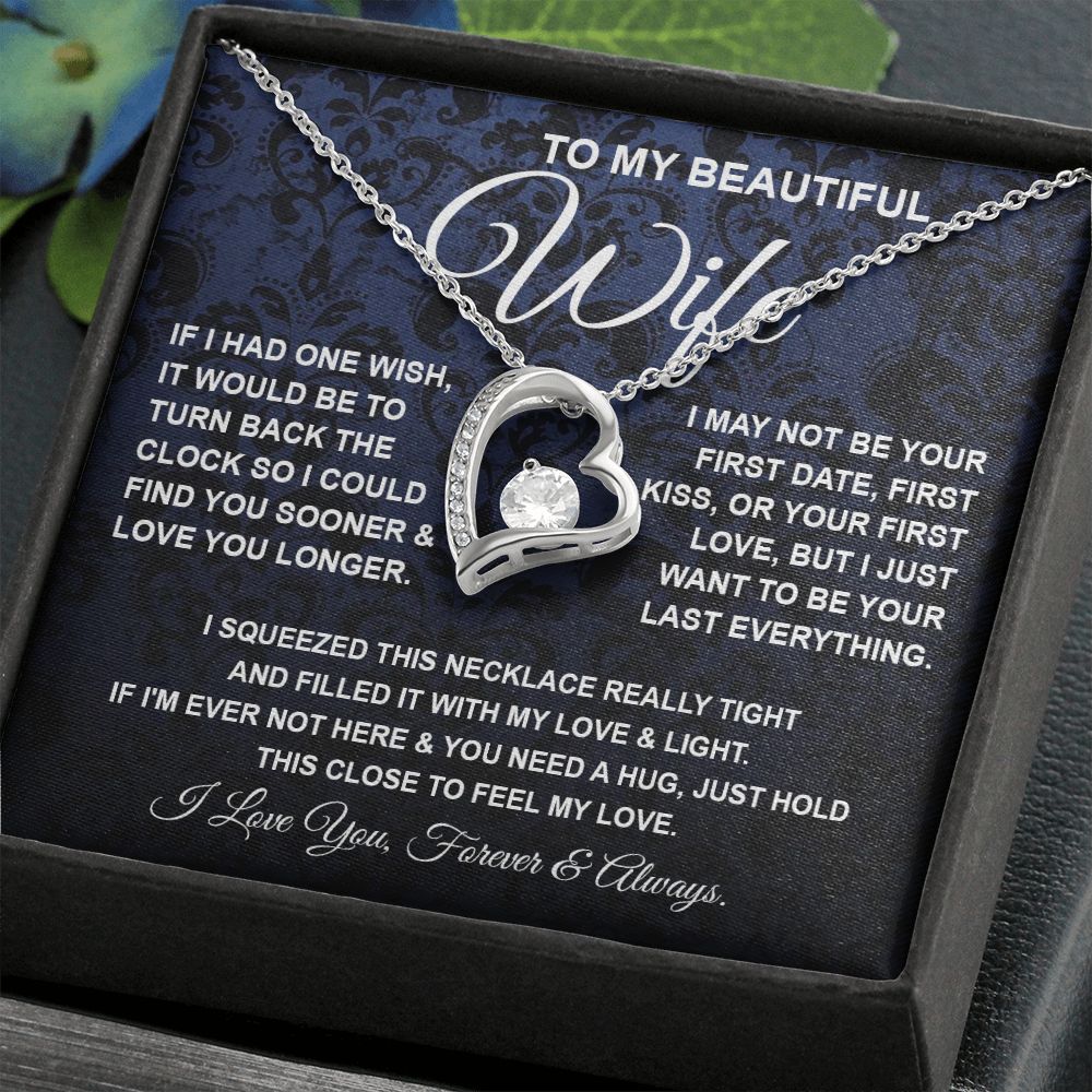 To My Beautiful Wife Necklace, Soulmate Jewelry For Women, Wife Necklace From Husband, Soulmate Gift For Her, To My Future Soulmate Necklace Message Card and Necklace Gift Box Gift Box Styles on Birthday, Wedding, Anniversary, Valentine Forever Love
