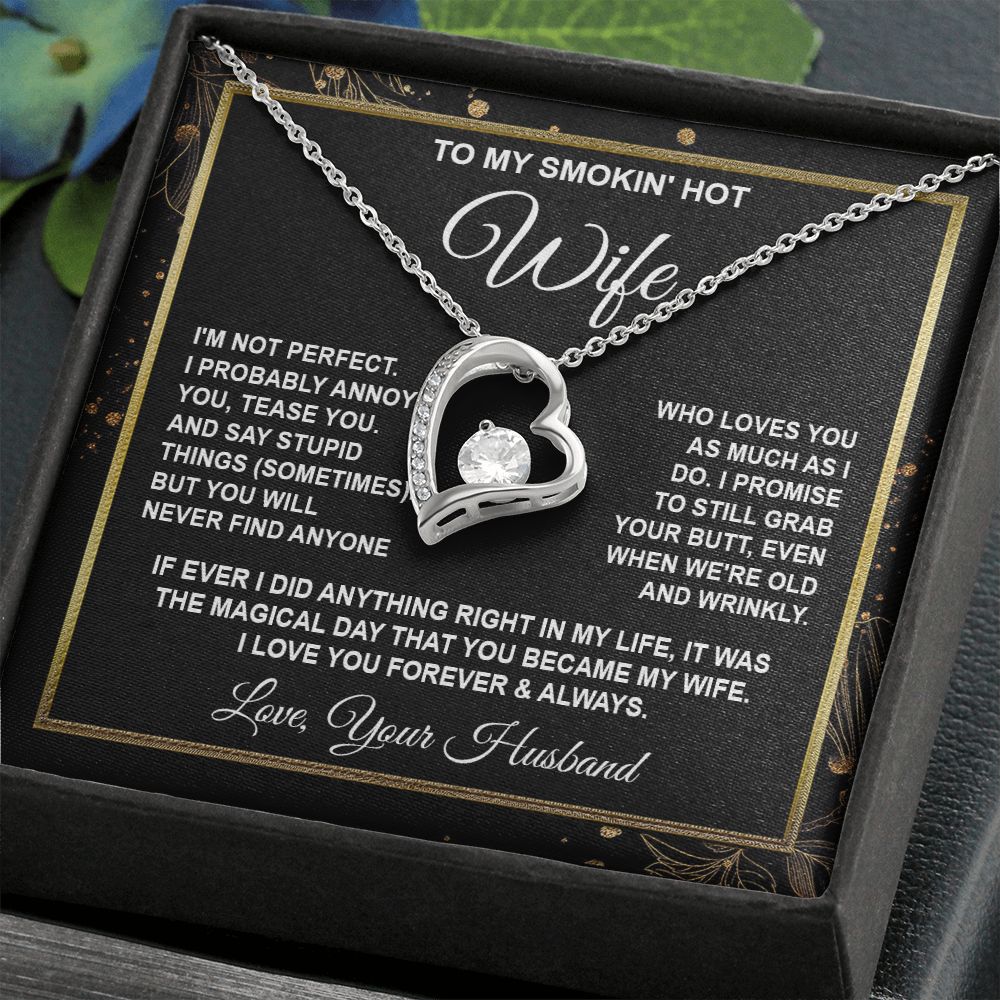 Wife Necklace Gifts from Husband, Anniversary Gifts for Wife from Husband, Wife Valentine Gift from Husband, To My Wife Necklace Message Card and Necklace Gifts Box Gift Box Styles on Birthday, Wedding, Anniversary, Valentine Forever Love