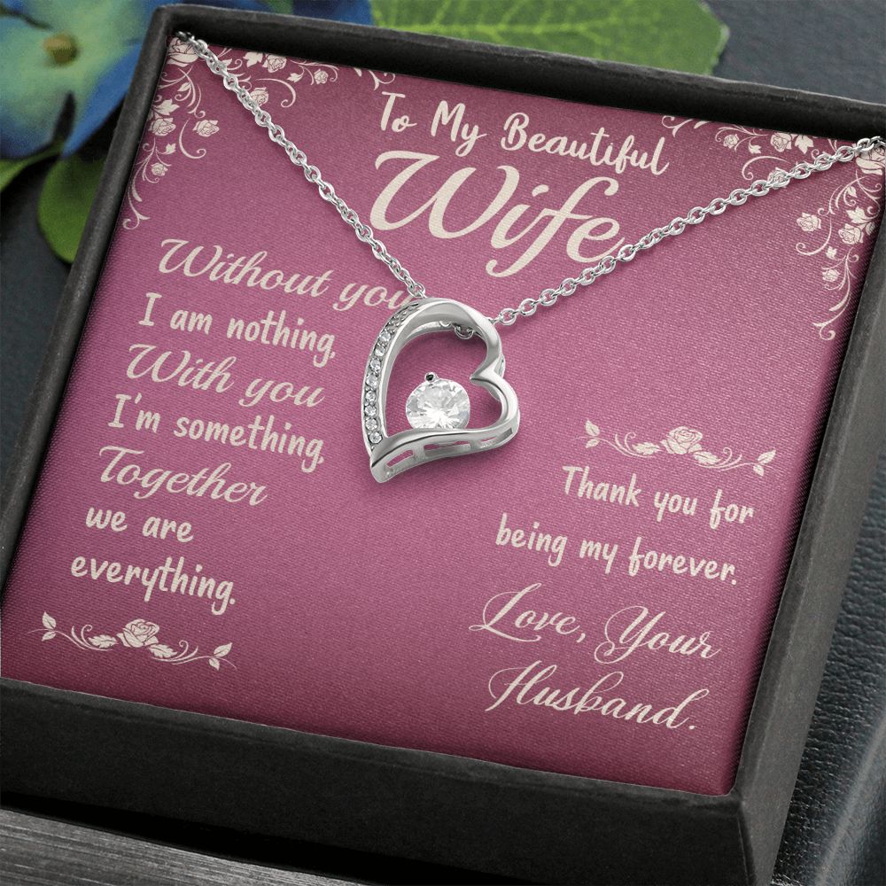 Couples Gifts,To My Wife Girlfriend Necklace Gifts From Husband, Wedding Anniversary Jewelry For Wife From Husband, Wife Birthday From Husband, To My Beautiful Wife Girlfriend Message Card and Gift Box styles On Birthday, Christmas, Anniversary  Forever L