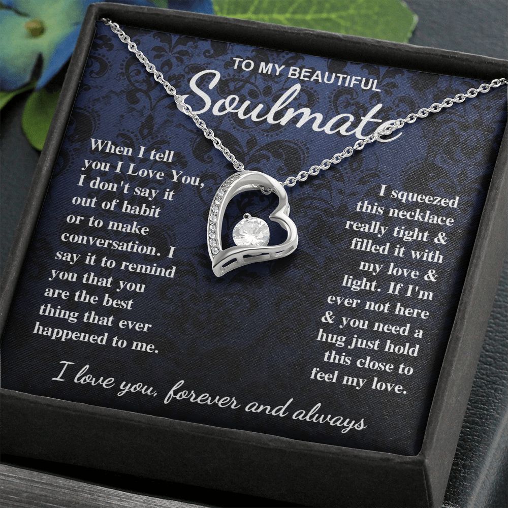 To My Beautiful Soulmate Necklace Gift for Her, Soulmate for Wife Birthday Gifts from Husband, Wedding for Women, Soulmate Gifts, Message Card and Necklace Gifts Box Gift Box Styles on Birthday, Wedding, Anniversary, Valentine Forever Love