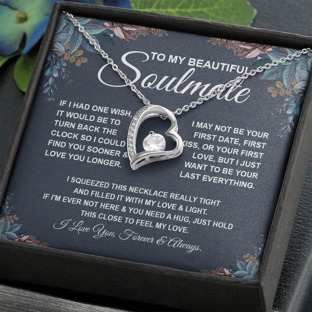 To My Beautiful Soulmate Necklace, Soulmate Jewelry For Women, Wife Necklace From Husband, Soulmate Gifts For Her, To My Future Soulmate Necklace Message Card and Necklace Gift Box Gift Box Styles on Birthday, Wedding, Anniversary, Valentine Forever Love
