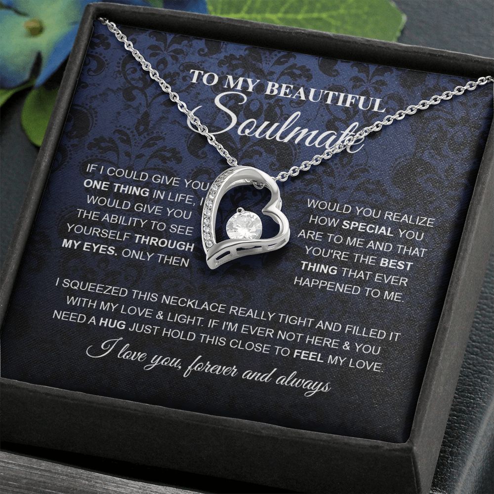 To My Beautiful Soulmate Necklace, Love Necklace for Girlfriend, Soulmate Jewelry, Soulmate Necklace, Future Wife Gift, Necklace for Wife from Husband Necklace Message Card and Gift Box Styles on Birthday, Christmas, Wedding, Anniversary Forever Love