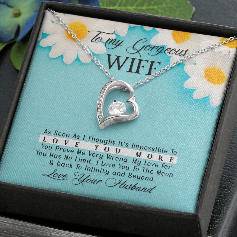 To My Gorgeous Wife Every Passing Second Gift Wife From Husband, Jewelry For Women, Jewelry For Wife, Love Knot Meaningful Necklace Message Card and Gift Box Styles on Birthday, Christmas, Anniversary Forever Love