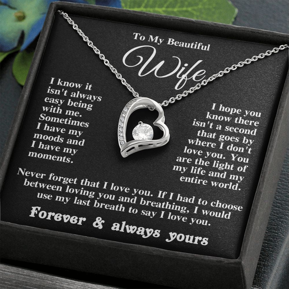 Gifts for Wife Necklace from Husband, Gifts for Wife from Husband, Anniversary Gifts for Her Gifts Soulmate Message Card and Necklace Gift Box Gift Box Styles on Birthday, Wedding, Anniversary, Valentine Forever Love