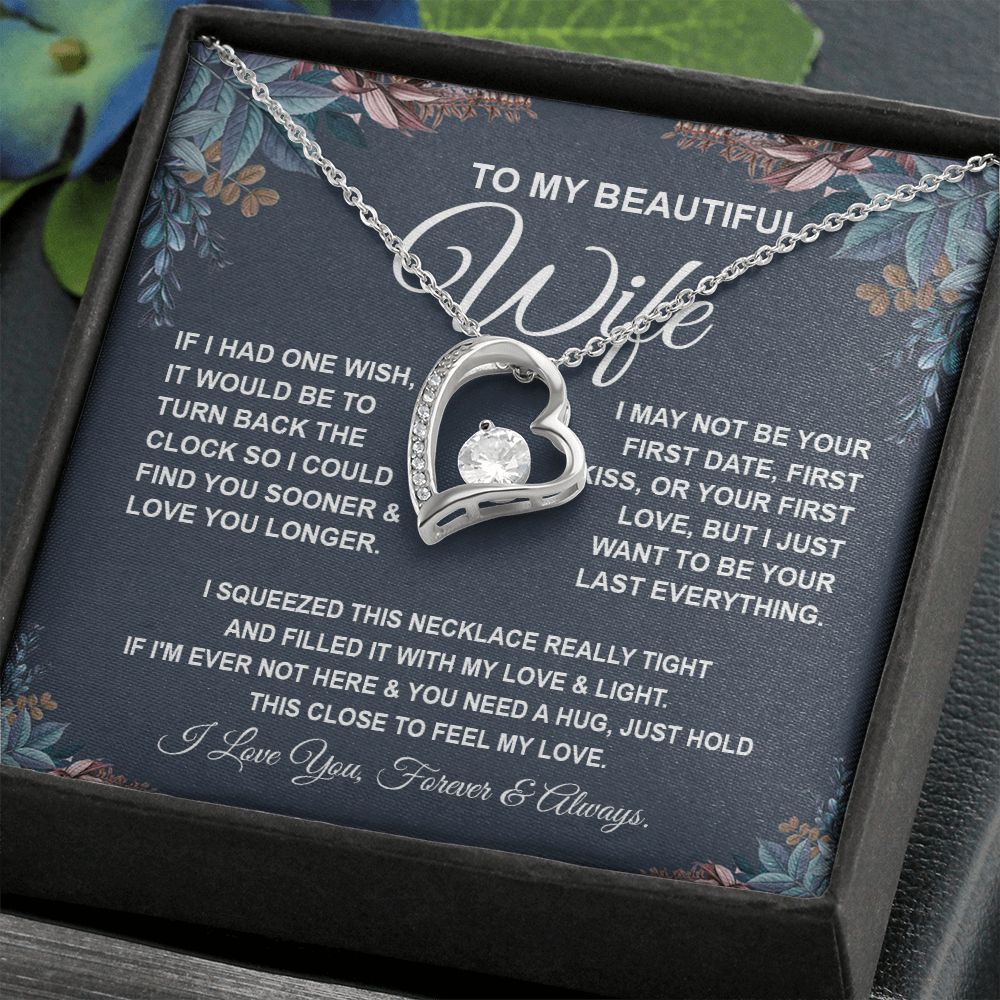 To My Beautiful Wife Necklace, Soulmate Jewelry For Women, Wife Necklace From Husband, Soulmate Gifts For Her, To My Future Soulmate Necklace Message Card and Necklace Gift Box Gift Box Styles on Birthday, Wedding, Anniversary, Valentine Forever Love
