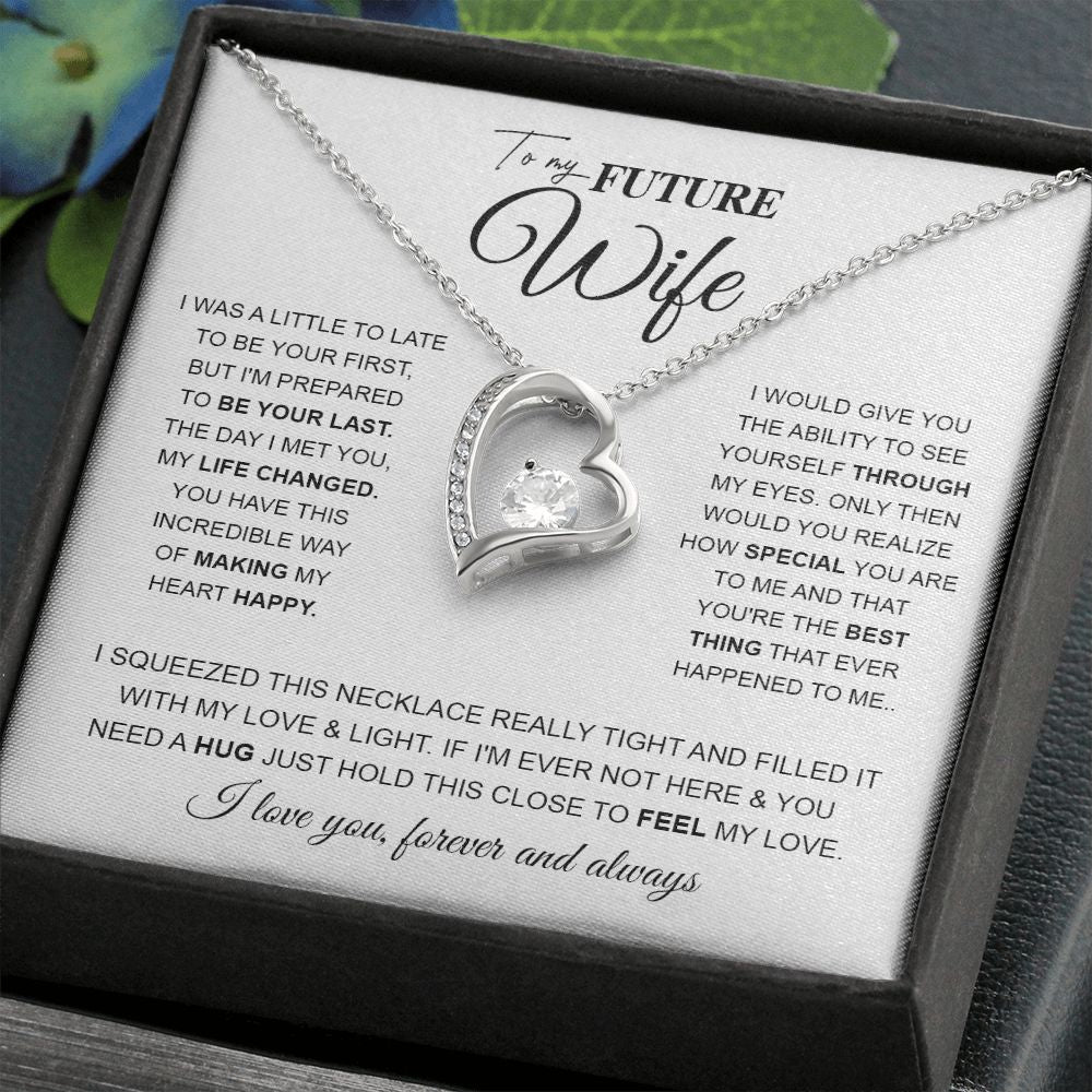 to My Future Wife Necklace Future Wife Gifts, Promise Necklace For Her, Fiance Gifts For Her, Wedding Birthday Gifts For Future Wife With Message Card Box LED, Soulmate Necklace For Women, To My Wife Necklace Forever Love