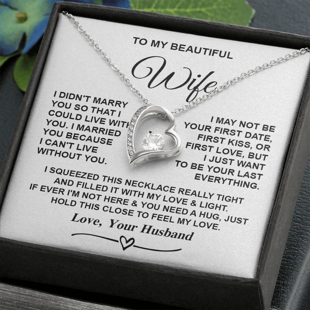Wife Necklace Gifts from Husband, Gifts for Wife Birthday from Husband, Necklaces for Wife from Husband to My Wife Message Card and Necklace Gift Box Gift Box Styles on Birthday, Christmas, Wedding, Anniversary, Valentine Forever Love
