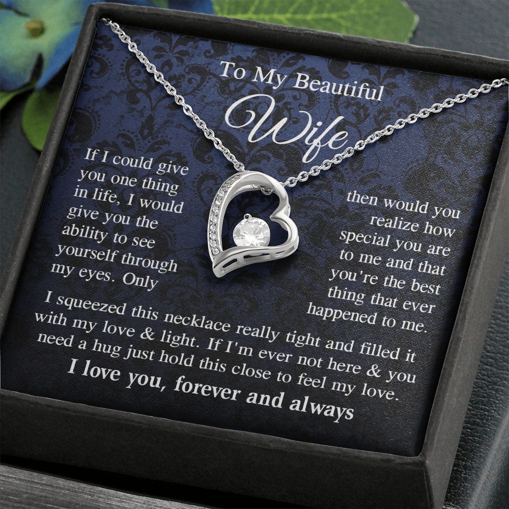 Wife Necklace Gift for Her, Soulmate Jewelry, Necklace for Future Wife, Valentine Anniversary Jewelry for Wife Necklace Gifts from Husband - Soulmate Gift Necklace with Message Card and Gift Box Forever Love