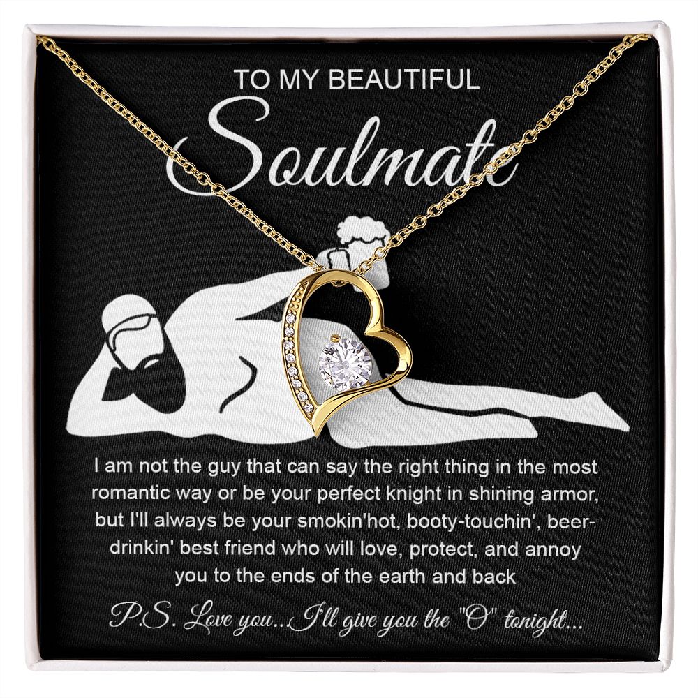 To My Beautiful Soulmate Necklace For Women, Funny Gifts For Girlfriend,Valentine Christmas Presents For Girlfriend, Best Birthday Meaningful Gift Ideas For Wife, Women Romantic Jewelry For Her Anniversary Message Card and Gift Box Styles Forever Love