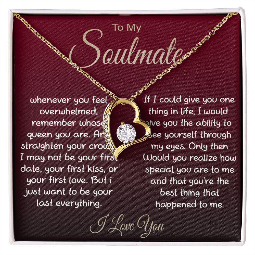 To My Soulmate Necklace For Women, Couple Gifts For Girlfriend, Valentine Christmas Presents For Girlfriend, Valentine Necklace Gifts For Wife, Women Romantic Jewelry For Her Vanlentine Day's Message Card and Gift Box Styles Forever Love