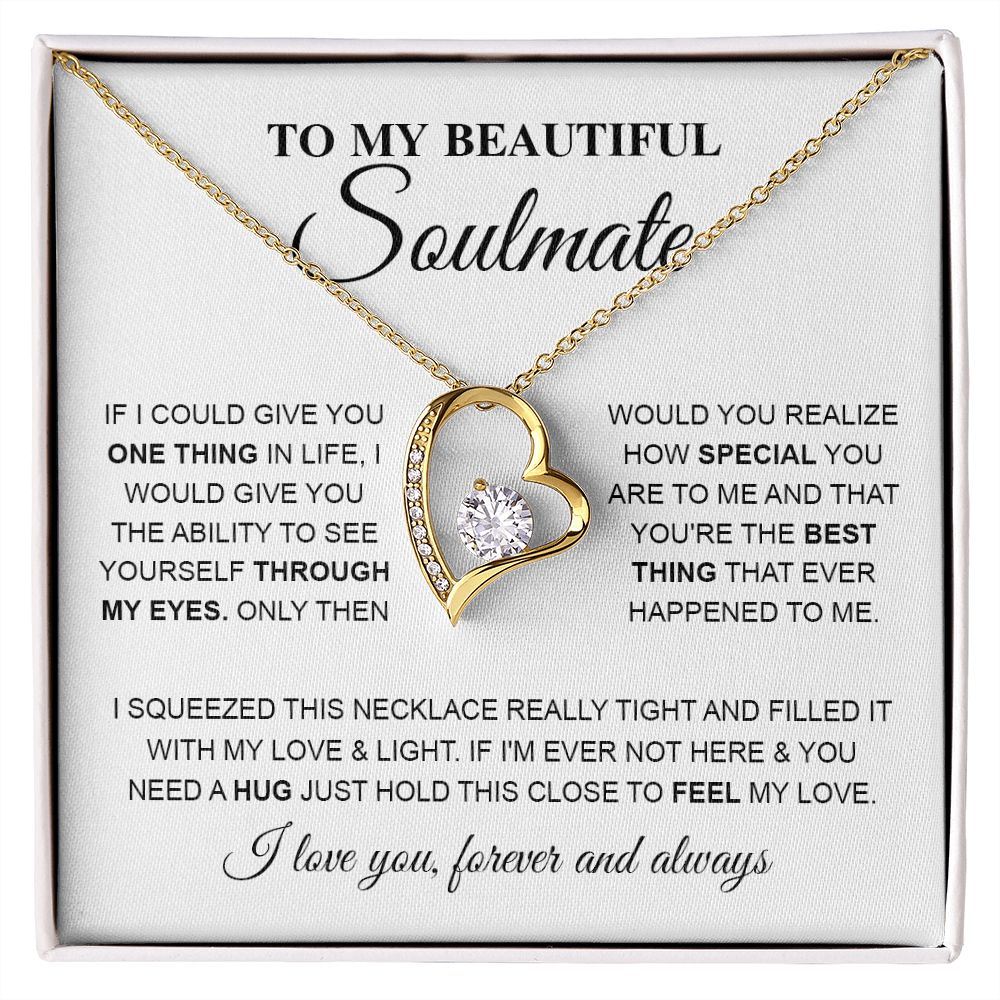 To My Beautiful Soulmate Necklace, Love knot Necklace for Girlfriend, Soulmate Jewelry, Soulmate Necklace, Future Wife Gift, Necklace for Wife from Husband, Necklace Message Card and Gift Box Styles on Birthday, Christmas, Wedding, Anniversary Forever Lov