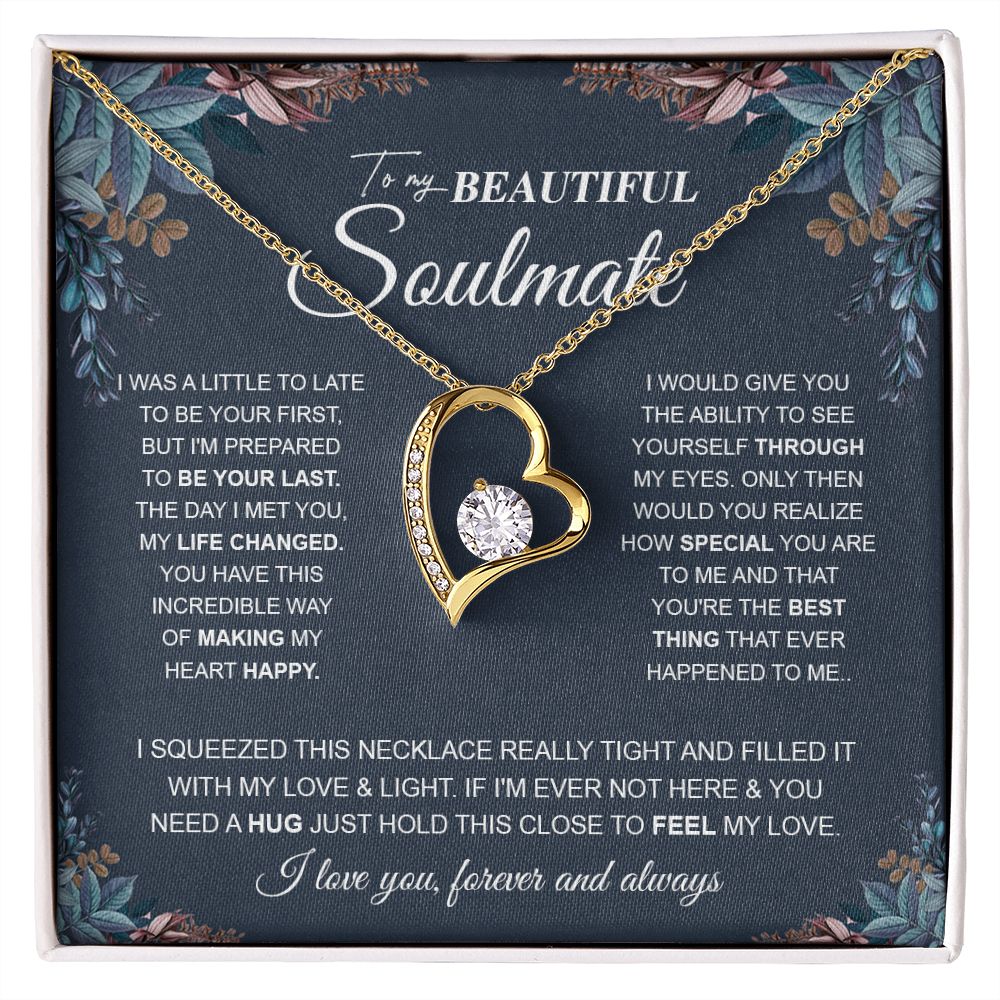 to My Beautiful Soulmate Necklace Future Wife Gifts, Promise Necklace For Her, Fiance Gifts For Her, Anniversary Birthday Gifts For Future Wife With Message Card Box LED, Soulmate Necklace For Women, To My Wife Necklace Forever Love