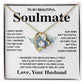 Soulmate Necklace Gift From Husband To My Badass Wife Pendant Valentines Day Anniversary Jewelry with Message Card and Gift Box. Gift for Wife. Necklace Gift Set for Wife Message Card and Necklace Gifts Box Gift Box Styles Forever Love