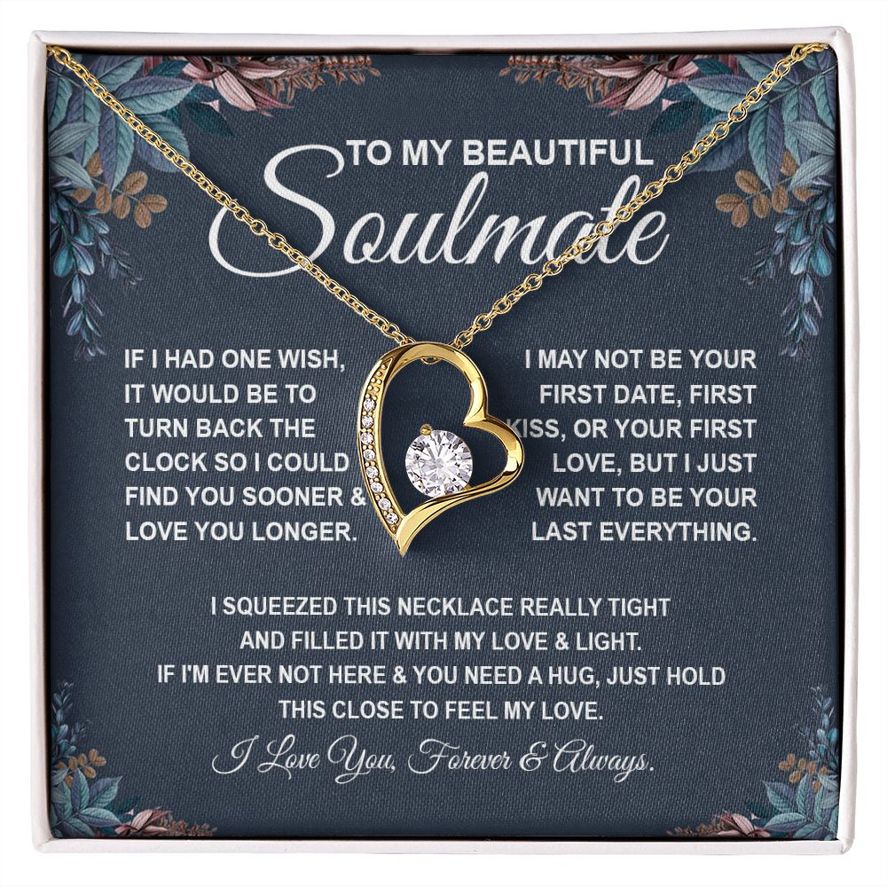 To My Beautiful Soulmate Necklace, Soulmate Jewelry For Women, Wife Necklace From Husband, Soulmate Gifts For Her, To My Future Soulmate Necklace Message Card and Necklace Gift Box Gift Box Styles on Birthday, Wedding, Anniversary, Valentine Forever Love