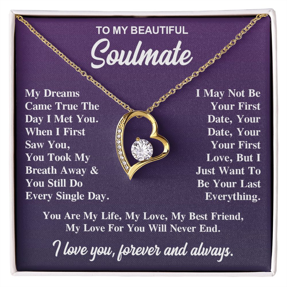 To My Soulmate Necklace Gift for Her, Soulmate Jewelry, Necklaces for Wife from Husband, Valentine To My Wife Necklace, Soulmate Gifts, Necklace Message Card and Gift Box Styles on Birthday, Wedding, Anniversary, Valentine Forever Love