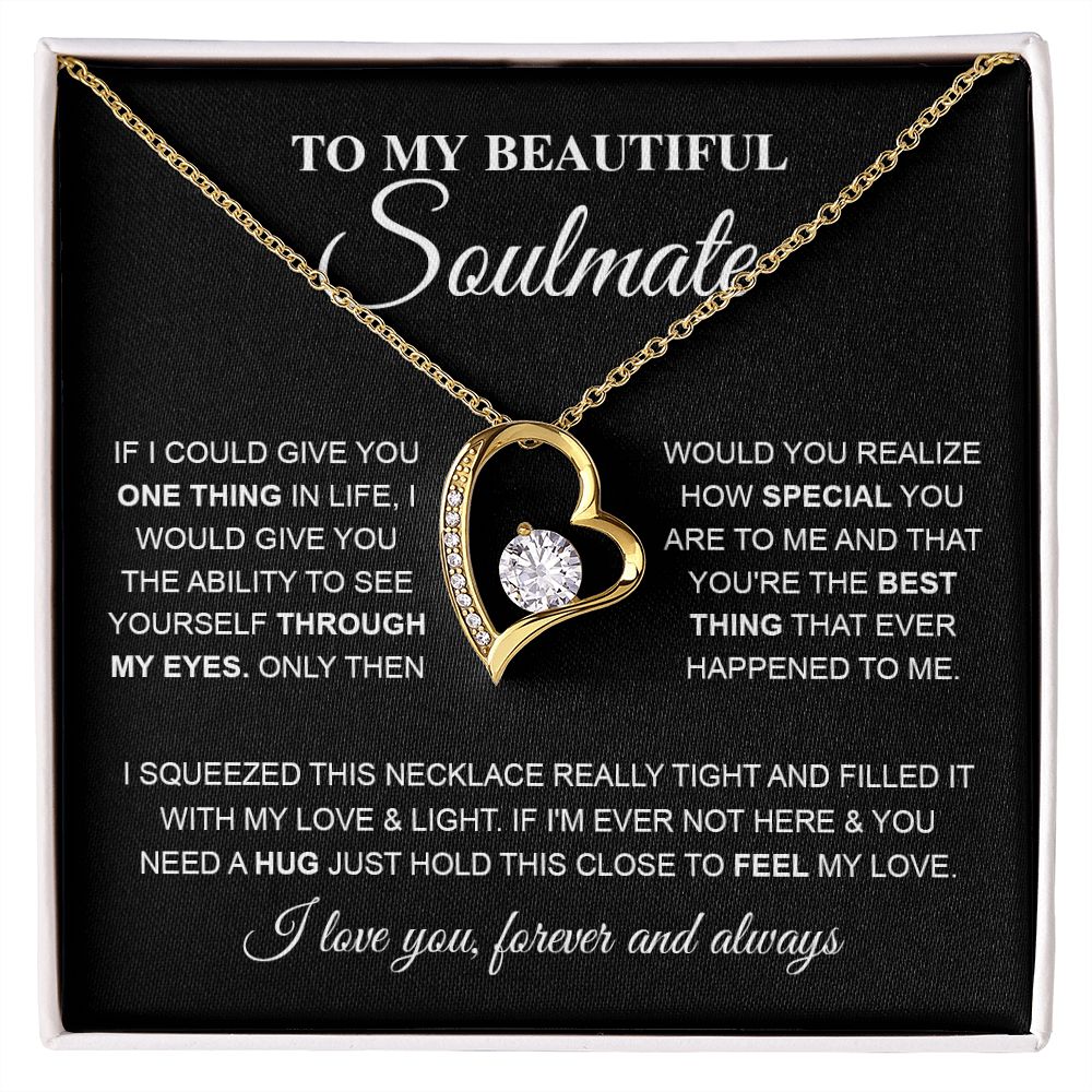 To My Beautiful Soulmate, Love Necklace for Girlfriend, Wife Gift, Soulmate Jewelry, Soulmate Necklace, Future Wife Gift, Necklace for Wife from Husband Necklace Message Card and Gift Box Styles on Birthday, Christmas, Wedding, Anniversary Forever Love