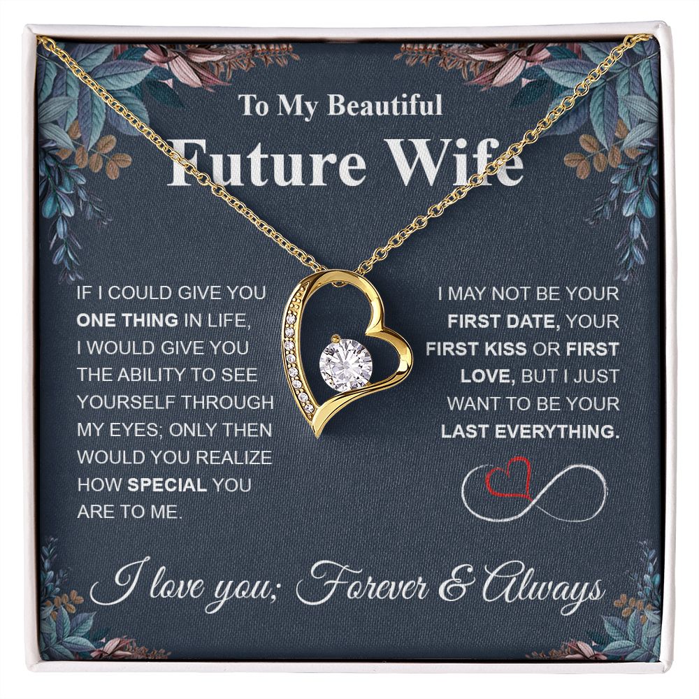 Future Wife Necklace My Last Everything, Promise Necklace For Her, Fiance Gift For Her, Wedding Gifts For Future Wife With Message Card Box LED, Soulmate Necklace For Women, To My Wife Necklace Forever Love