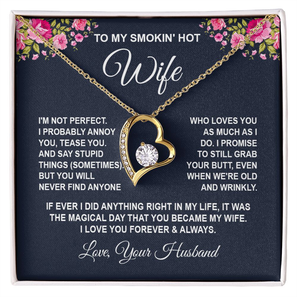 Wife Necklace Gifts from Husband, Wedding Anniversary Gifts for Wife from Husband, Wife Birthday Gifts from Husband, To My Wife Necklace Message Card and Necklace Gifts Box Gift Box Styles on Birthday, Wedding, Anniversary, Valentine Forever Love