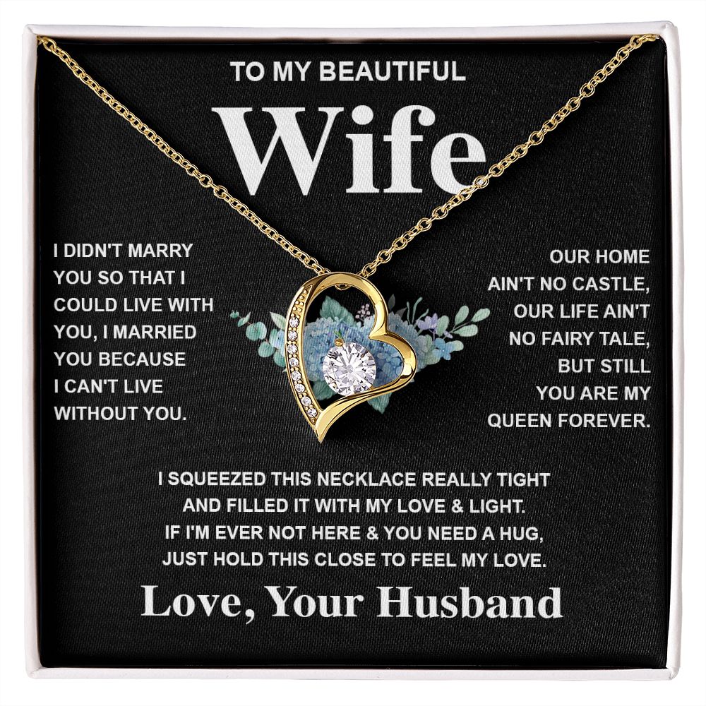 Wife Necklace Gift From Husband To My Badass Wife Pendant Valentines Day Anniversary Jewelry with Message Card and Gift Box. Gift for Wife. Necklace Gift Set for Wife Forever Love