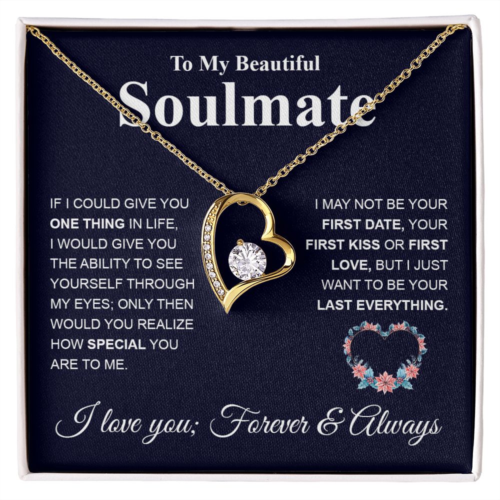 My Beautiful Soulmate Necklace My Last Everything, Promise Necklace For Her, Fiance Gifts For Her, Valentine Gifts For Future Wife With Message Card Box LED, Soulmate Necklace For Women, To My Wife Necklace copy Forever Love