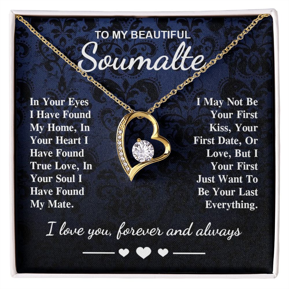 To My Beautiful Soulmate Necklace Gift, Soulmate for Wife Birthday Gifts from Husband, Wedding for Women, Soulmate Gifts, Message Card and Necklace Gifts Box Gift Box Styles on Birthday, Wedding, Anniversary, Valentine Forever Love