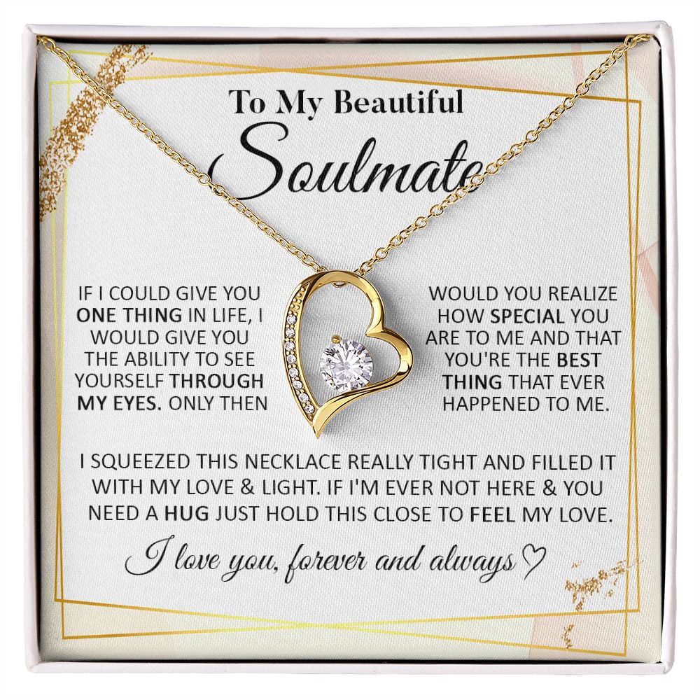 Couples Gifts To My Beautiful Soulmate Necklace From Husband, Necklace For Wife From Husband, Wife Wedding From Husband, To My Wife, Necklace Custom Name Message Card and Gift Box Styles on Birthday, Christmas, Wedding, Anniversary Forever Love