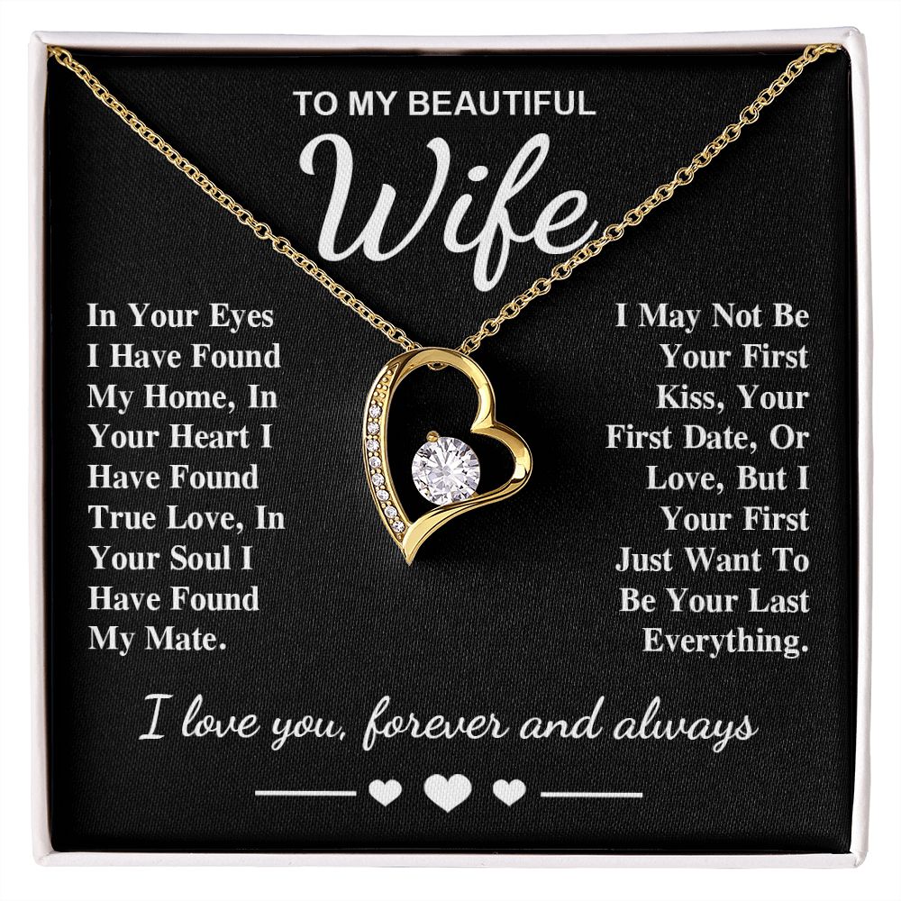 To My Beautiful Wife Necklace Gifts, Soulmate for Wife Birthday Gifts from Husband, Valentine for Women, Soulmate Gifts, Message Card and Necklace Gifts Box Gift Box Styles on Birthday, Wedding, Anniversary, Valentine Forever Love