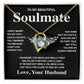 Soulmate Necklace Gift From Husband To My Badass Wife Pendant Valentines Day Anniversary Jewelry with Message Card and Gift Box. Gift for Wife. Necklace Gift Set for Wife Forever Love