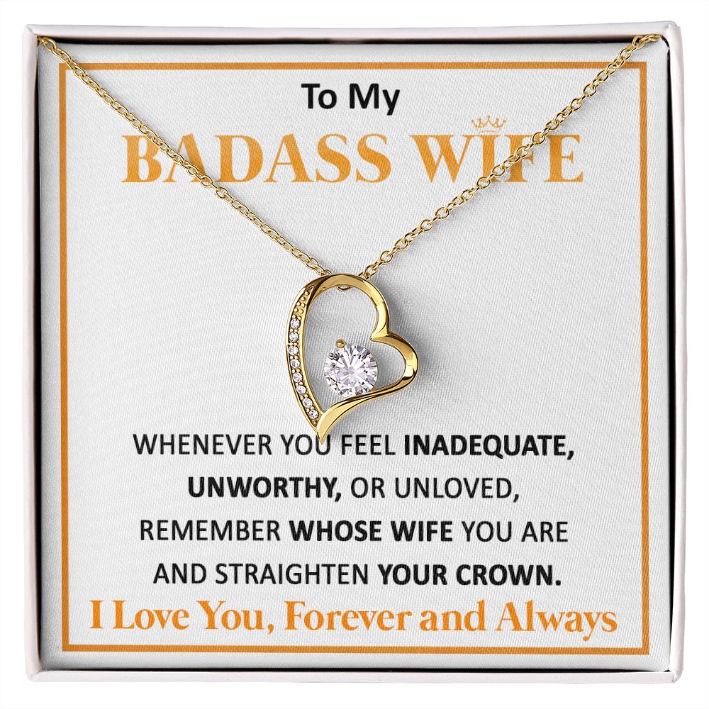 Couples Gifts, To My Badass Dear Wife Necklace Gifts From Husband, Wedding Anniversary For Wife From Husband, Wife Birthday From Husband, Necklace Custom Name Message Card and Gift Box Styles on Birthday, Christmas, Wedding, Anniversary Forever Love