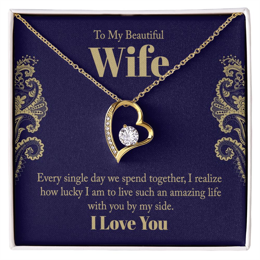 To My Beautiful Wife, Love Knot Necklace Gifts For Wife From Husband, To My Soulmate Necklace For Women, To My Wife Necklace Wedding Anniversary, I Love You, Meaningful Necklace Message Card and Gift Box Styles on Birthday, Christmas, Anniversary Forever