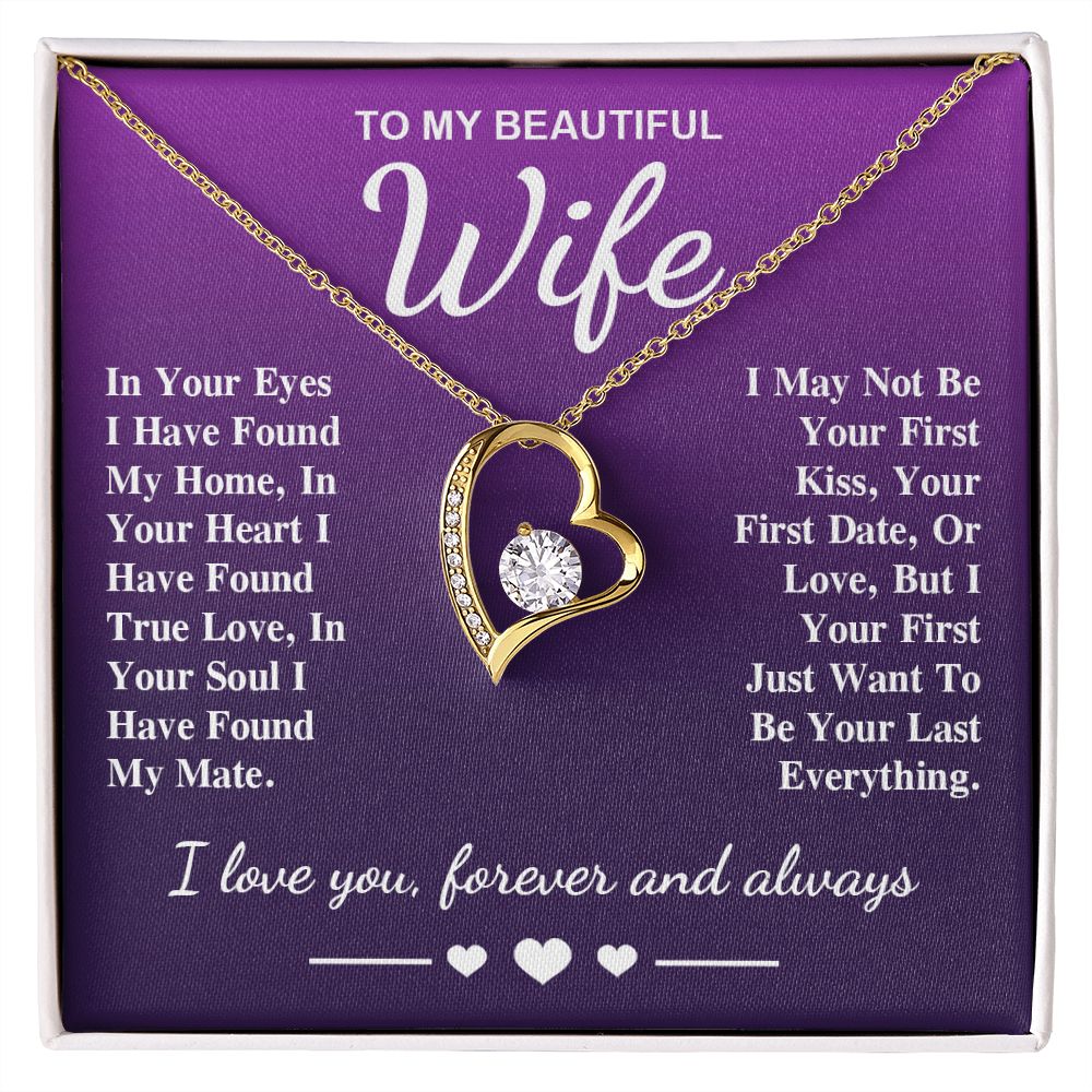 To My Beautiful Wife Necklace Gift, Soulmate for Wife Birthday Gifts from Husband, Valentine for Women, Soulmate Gifts, Message Card and Necklace Gifts Box Gift Box Styles on Birthday, Wedding, Anniversary, Valentine Forever Love