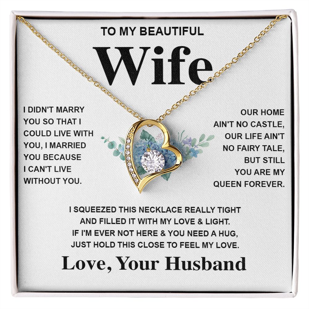 Wife Necklace Gift From Husband To My Badass Wife Pendant Valentines Day Anniversary Jewelry with Message Card and Gift Box. Gift for Wife. Necklace Gift Set for Wife Message Card and Necklace Gifts Box Gift Box Styles Forever Love