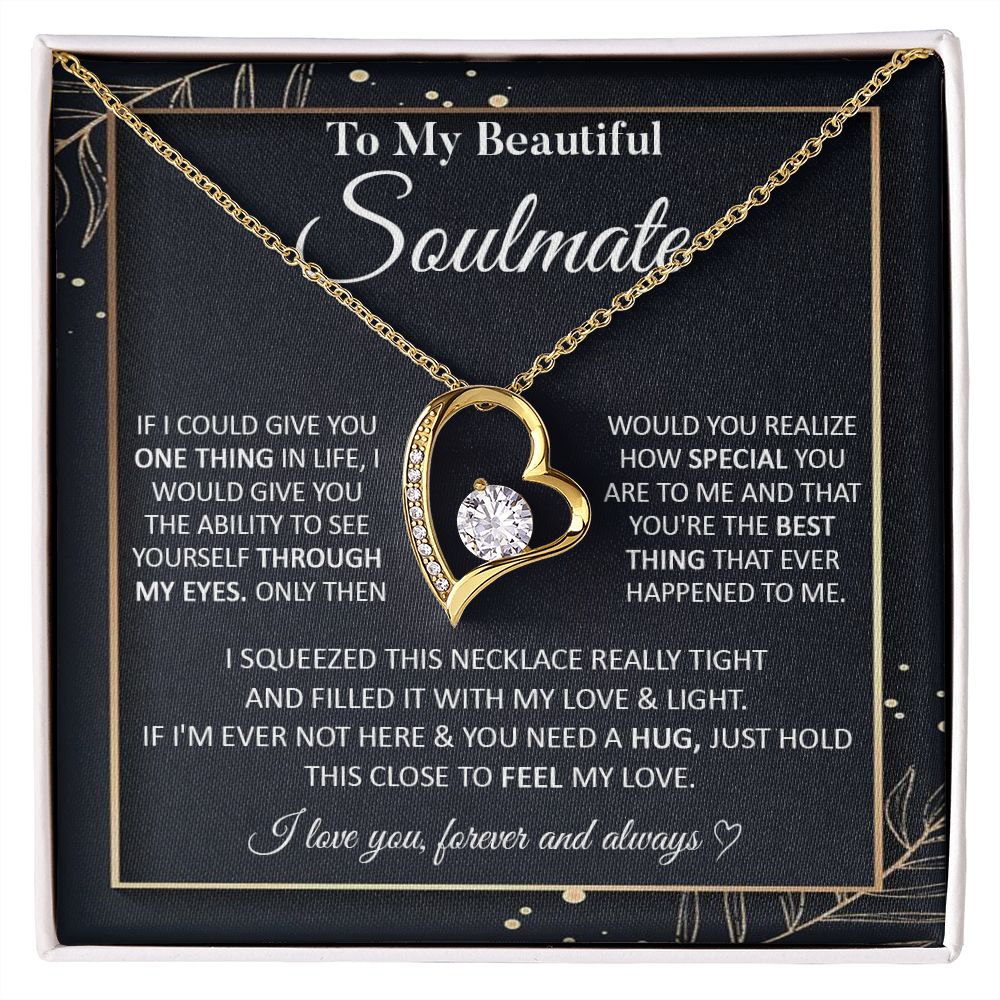 Couples Gifts To My Beautiful Soulmate Necklace From Husband, Anniversary For Wife From Husband, Wife Wedding From Husband, To My Wife, Necklace Custom Name Message Card and Gift Box Styles on Birthday, Christmas, Wedding, Anniversary Forever Love