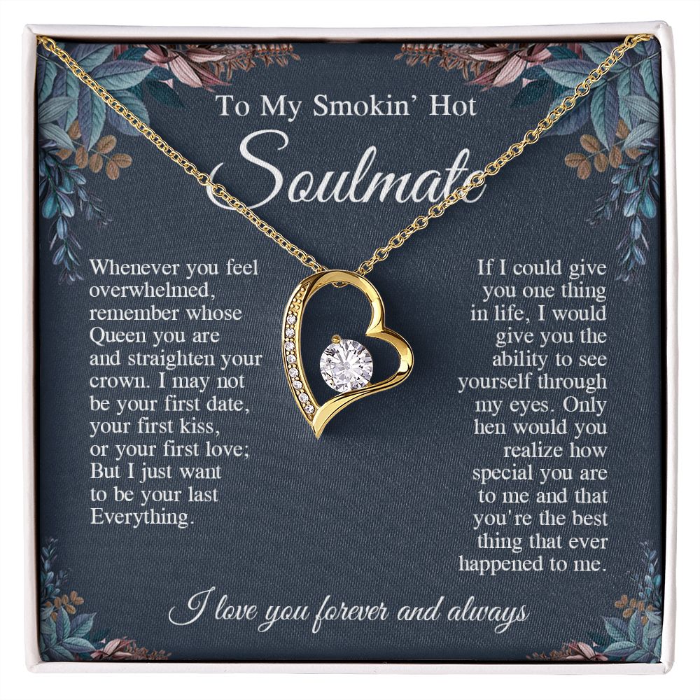 To My Smokin' Hot Soulmate Necklace, Valentine Anniversary Jewelry Gifts for Women, Anniversary Gifts For Wife From Husband To My Wife Necklace Message Card and Necklace Gift Box Gift Box Styles on Birthday, Wedding, Anniversary, Valentine Forever Love