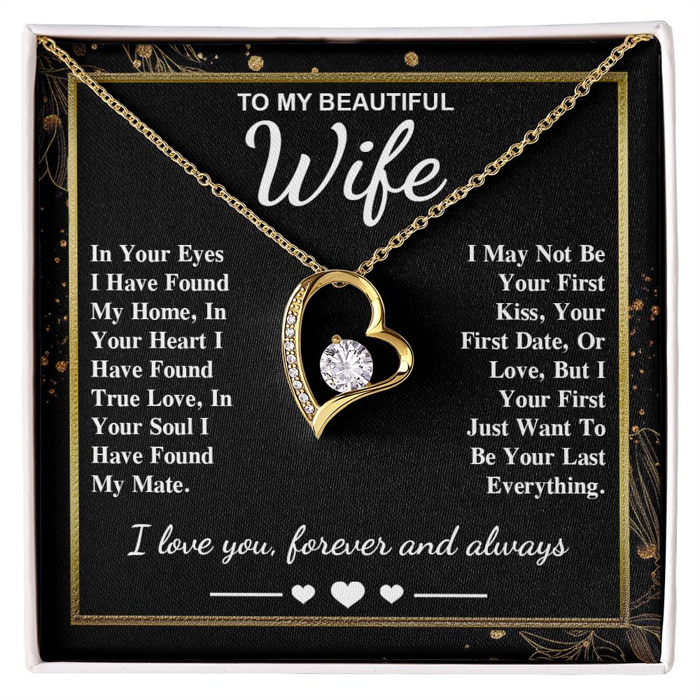 To My Beautiful Wife Necklace Gift, Soulmate for Wife Valentine Gifts from Husband, Wedding for Women, Soulmate Gifts, Message Card and Necklace Gifts Box Gift Box Styles on Birthday, Wedding, Anniversary, Valentine Forever Love