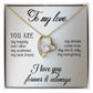 To My Love "Promise NecklaceGift for Fiance, Girlfriend, Future Wife, Wife. Fiance, Girlfriend, Future Wife, Wife Gift, Love Knot Meaningful Necklace Message Card and Gift Box Styles on Birthday, Christmas, Anniversary Forever Love