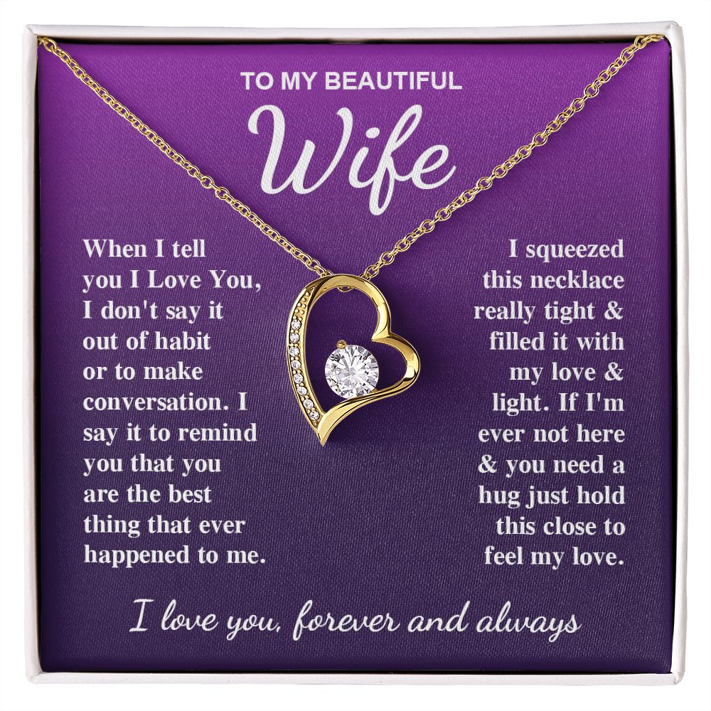 To My Beautiful Wife Necklace Gifts for Her, Soulmate for Wife Birthday Gifts from Husband, Valentine for Women, Soulmate Gifts, Message Card and Necklace Gifts Box Gift Box Styles on Birthday, Wedding, Anniversary, Valentine Forever Love