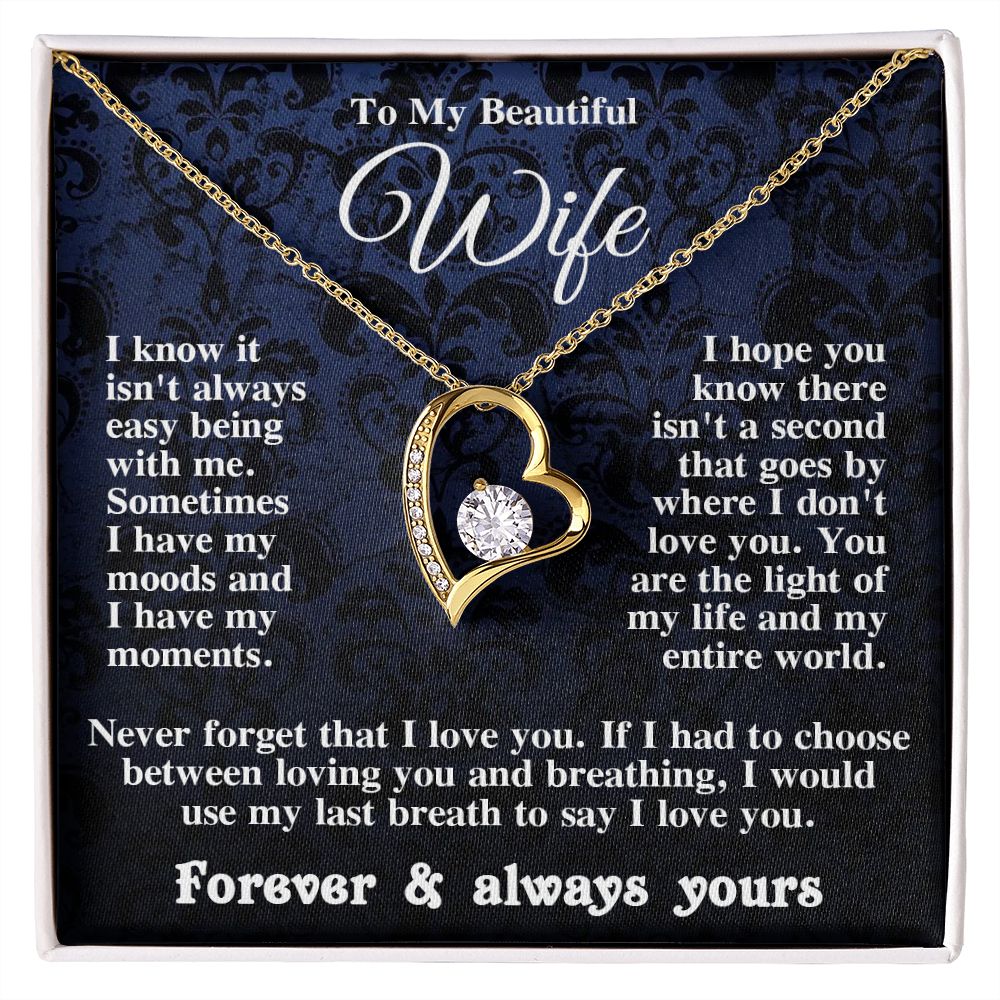 Gifts for Wife Necklace from Husband, Gifts for Wife from Husband, Wedding Gifts for Her Gifts Soulmate Message Card and Necklace Gift Box Gift Box Styles on Birthday, Wedding, Anniversary, Valentine Forever Love