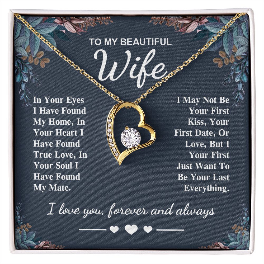 To My Beautiful Wife Necklace Gift, Soulmate for Wife Valentine Gifts from Husband, Birthday for Women, Soulmate Gifts, Message Card and Necklace Gifts Box Gift Box Styles on Birthday, Wedding, Anniversary, Valentine Forever Love