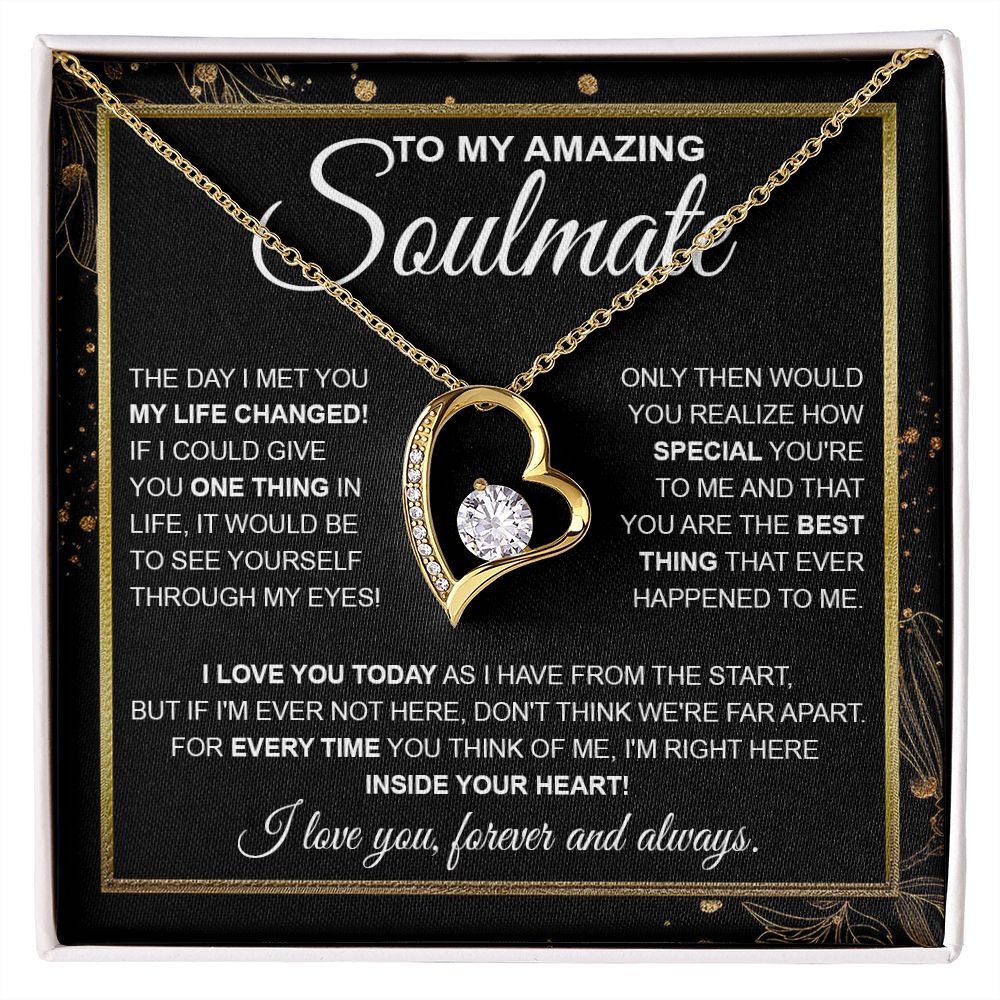 To My Amazing Solmate Necklace Gift From Husband To My Badass Wife Pendant Valentine Jewelry with Message Card and Gift Box. Gift for Wife. Necklace Gift Set for Wife Necklace Gifts Box Gift Box Styles Forever Love
