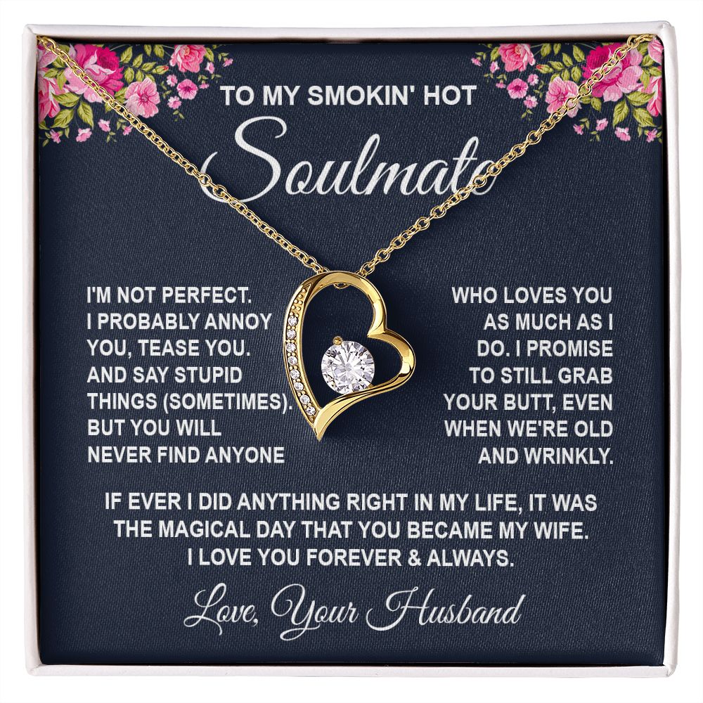 Soulmate Necklace Gifts from Husband, Wedding Anniversary Gifts for Wife from Husband, Wife Birthday Gifts from Husband, To My Wife Necklace Message Card and Necklace Gifts Box Gift Box Styles on Birthday, Wedding, Anniversary, Valentine Forever Love