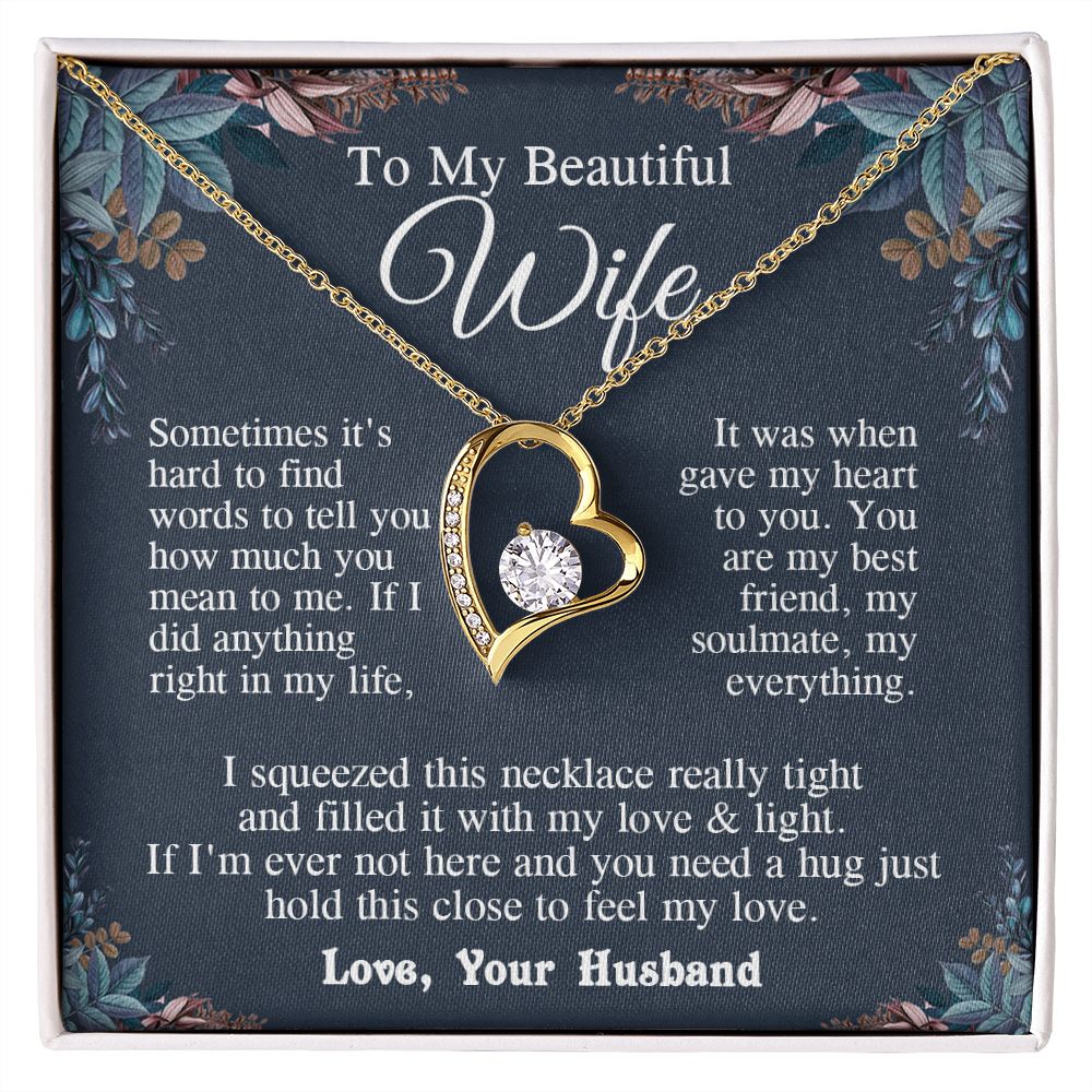Wife Necklace from Husband, Valentine Romantic Gift for Wife from Husband to My Wife Necklaces for Wife Birthday Gifts, Wife Jewelry Necklace Message Card and Necklace Gift Box Gift Box Styles on Birthday, Wedding, Anniversary, Valentine Forever Love
