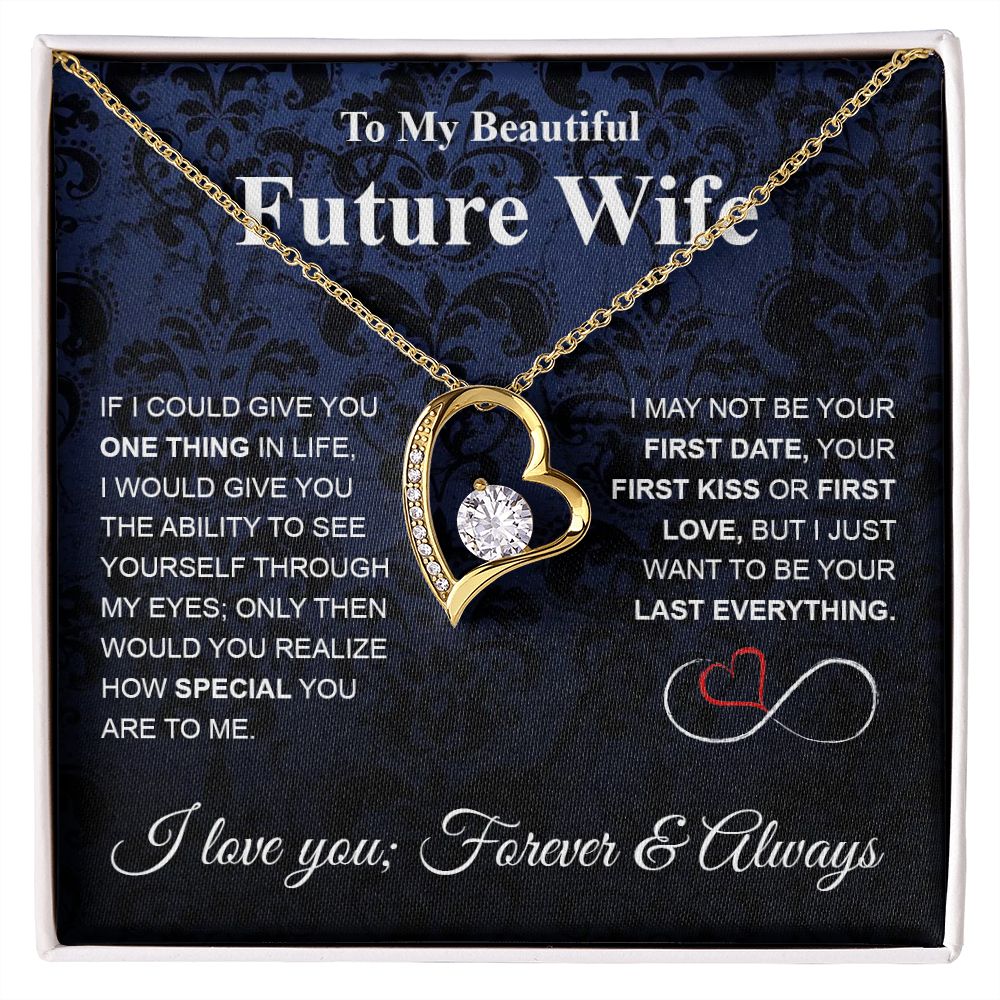 Future Wife Necklace My Last Everything, Promise Necklace For Her, Fiance Gifts For Her, Wedding Gifts For Future Wife With Message Card Box LED, Soulmate Necklace For Women, To My Wife Necklace Forever Love